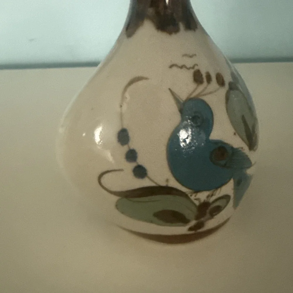 Vintage Uniquely Shaped Ken Edwards Tonala‎ Mexican Pottery Bud Vase Signed 5